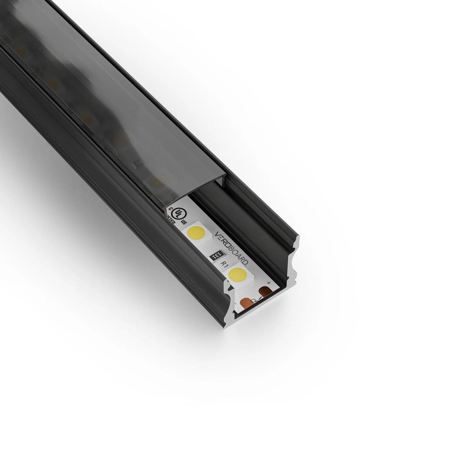 Type 12 Black, Deep Surface Mount Aluminum LED Extrusion for LED Strips, 3Meters (118inches) - Image 3