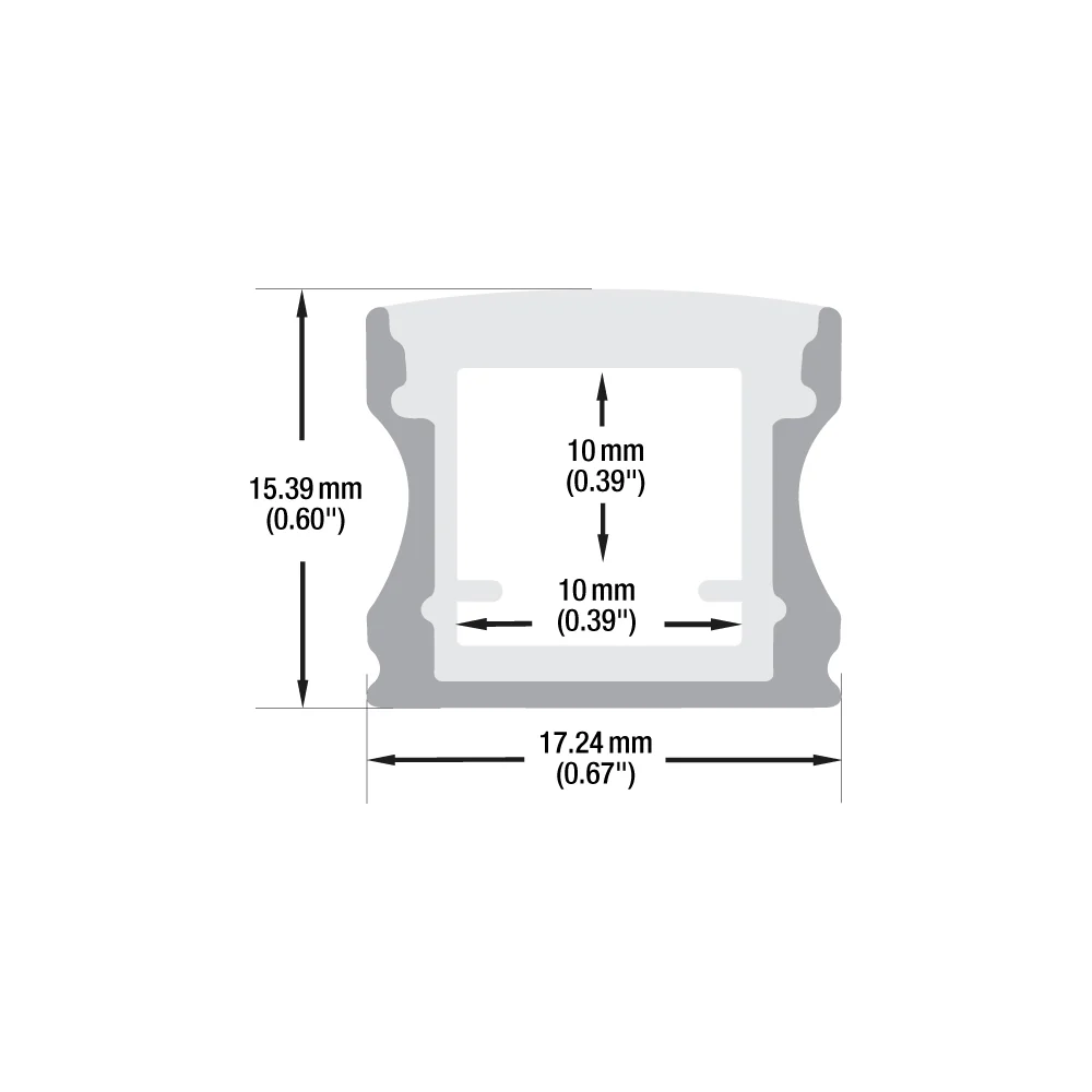 Type 12W, Waterproof Deep Surface Mount Aluminum Extrusion for LED Strips, 2.4Meters (94.4inches) - Image 2