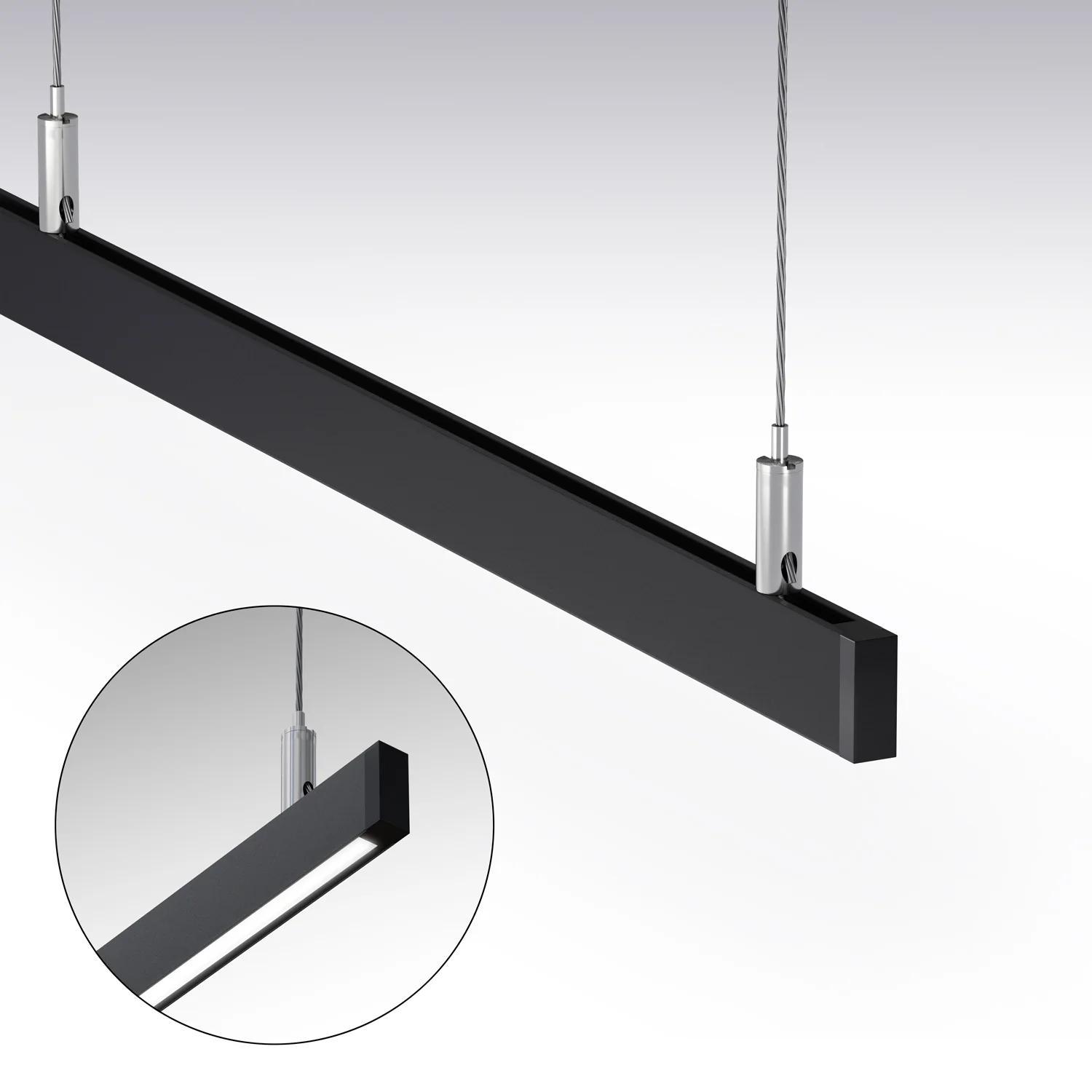 Type 42, Narrow Black hanging Aluminum LED Channel, 3Meters (118inches)