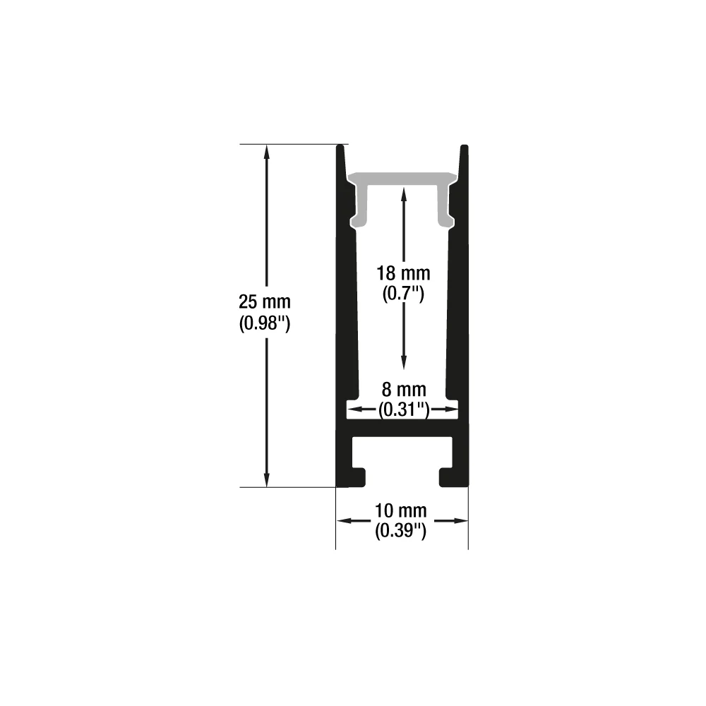 Type 42, Narrow Black hanging Aluminum LED Channel, 3Meters (118inches) - Image 2