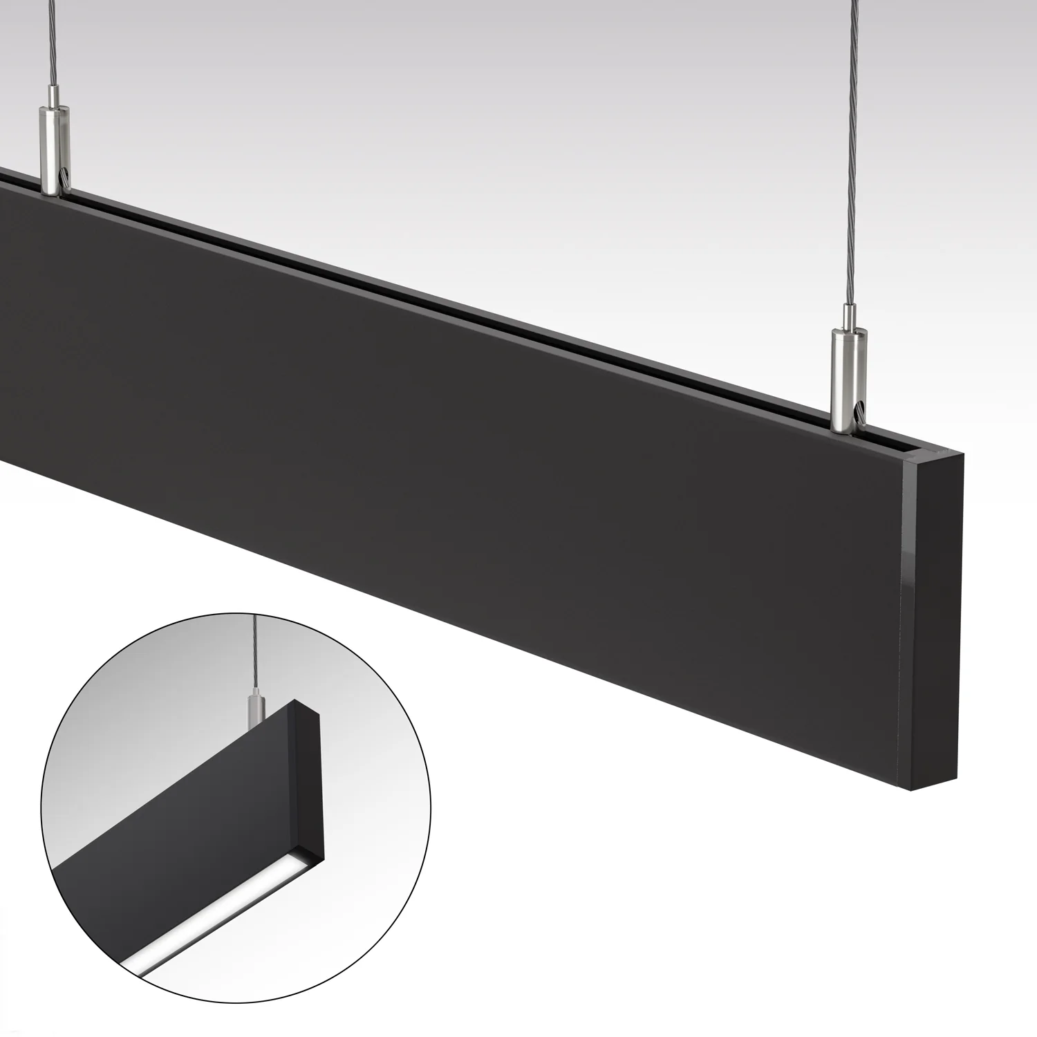 Type 44, Narrow Black hanging Aluminum LED Channel, 3Meters (118inches)