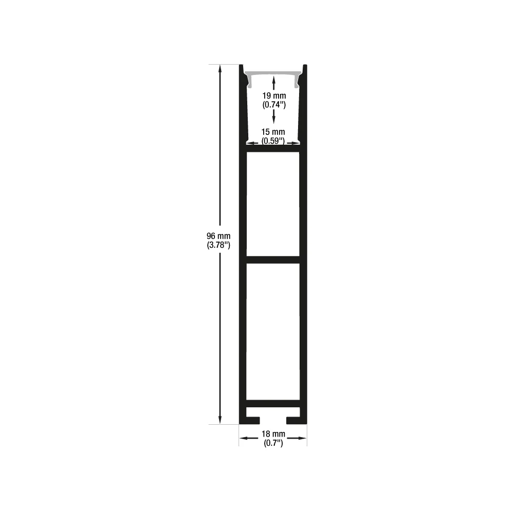 Type 44, Narrow Black hanging Aluminum LED Channel, 3Meters (118inches) - Image 2