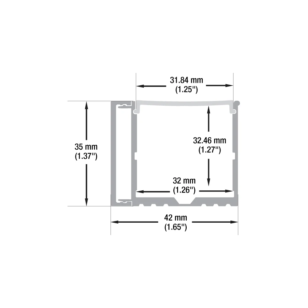 Type 5, Linear Side-Mount Aluminum LED Strip Channel, 2Meters (78inches) - Image 2