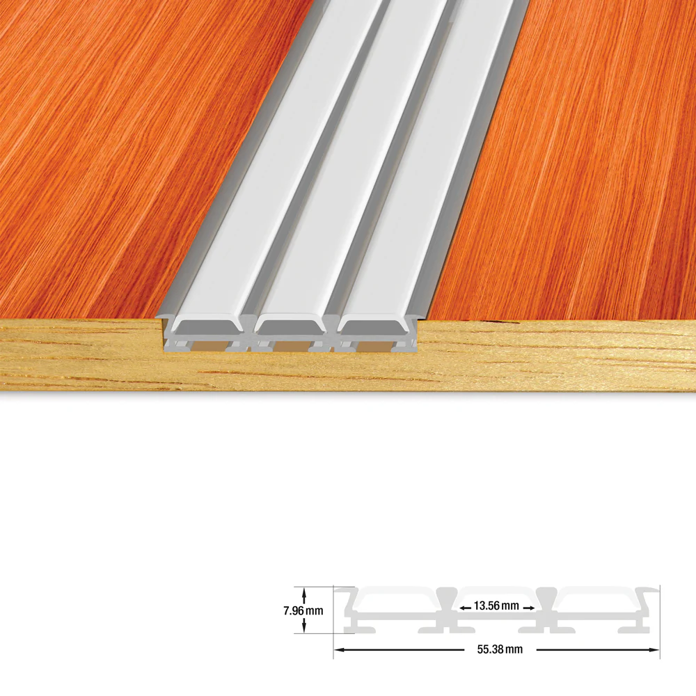 Type 6, 3 Channel Recessed Surface Mount LED Profile Housing for LED Strip Lights, 3Meters (118inch) - Image 3