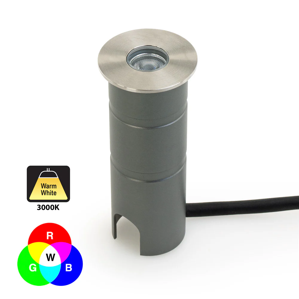 Flat Round 2Inch Dia Recessed LED In Ground Up-Light, 12-24V 3W 3000K/RGBW - Image 4