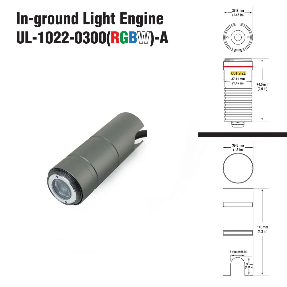 UL-1022-0300-A In Ground Driveway light 12V 3W RGBW (Engine only) - Image 3