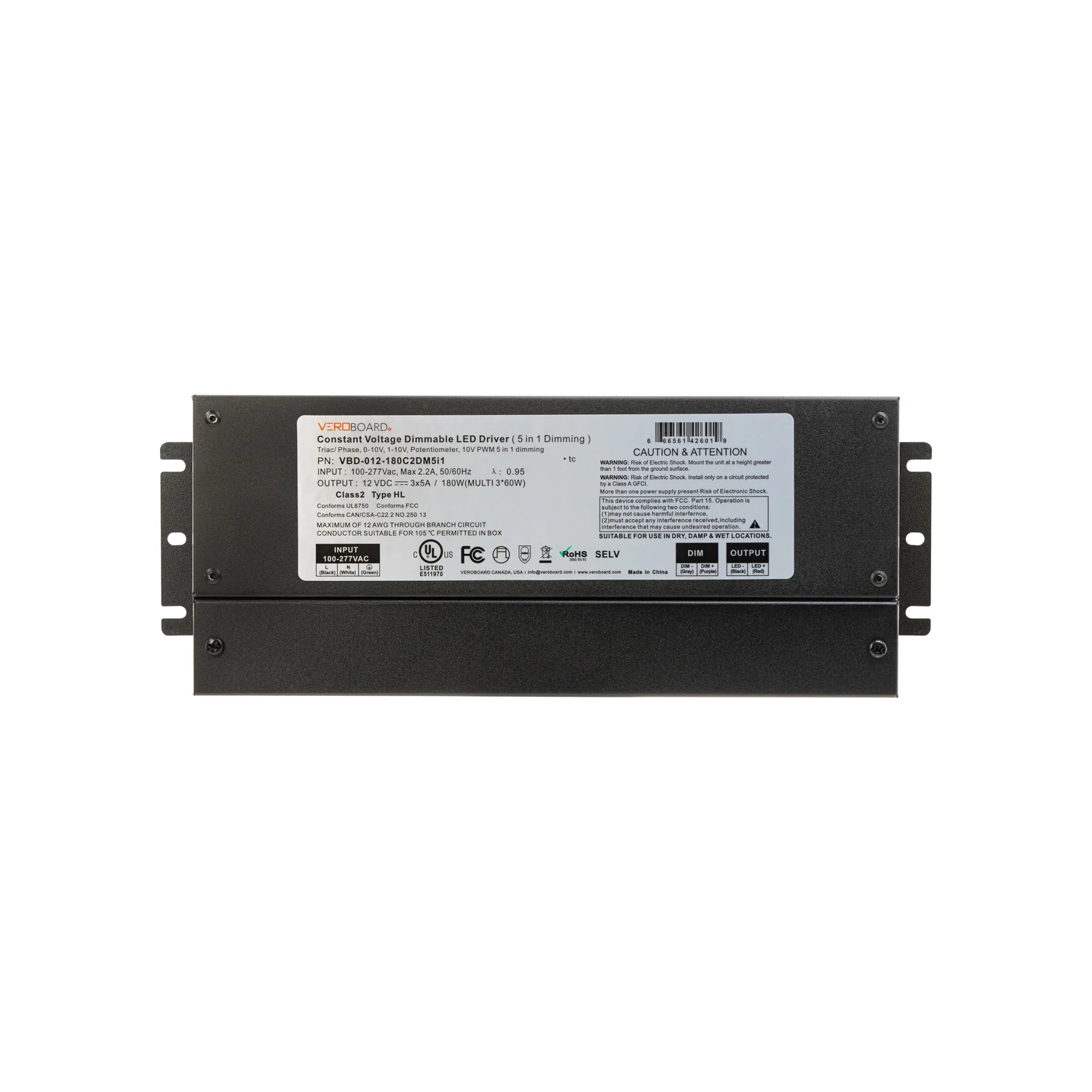 5in1 Dimming Triac/Phase/MLV/ELV/0-10V/Potentiometer/10V PWM LED Driver, 12V 180W - Image 4