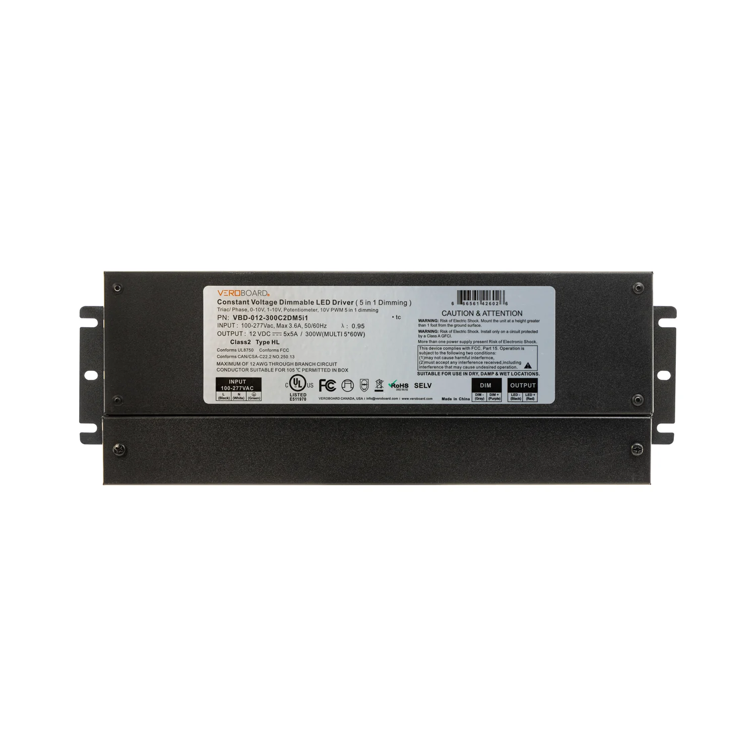 5in1 Dimming Triac/Phase/MLV/ELV/0-10V/Potentiometer/10V PWM LED Driver, 12V 300W - Image 4