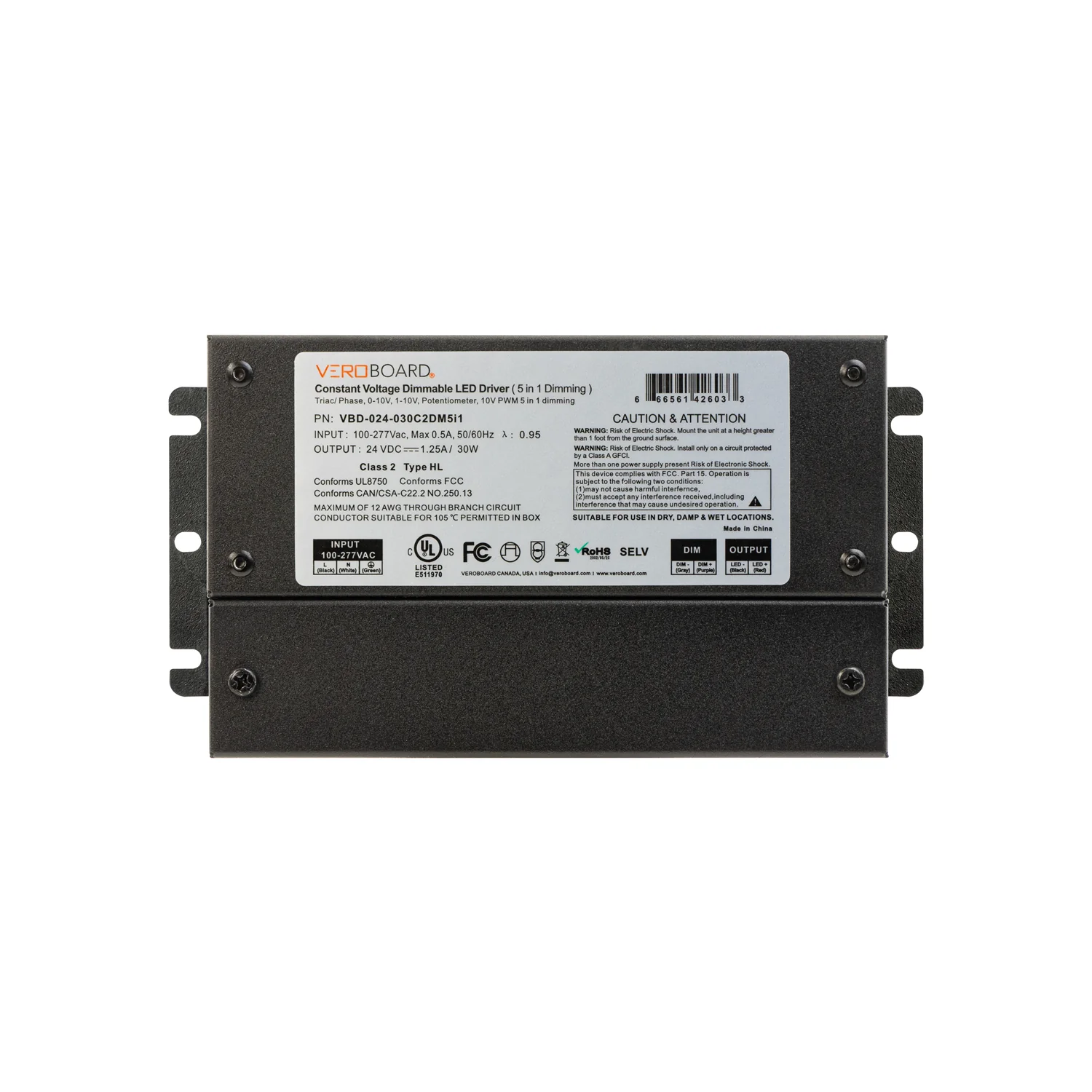 5in1 Dimming Triac/Phase/MLV/ELV/0-10V/Potentiometer/10V PWM, LED Driver 24V 30W - Image 3