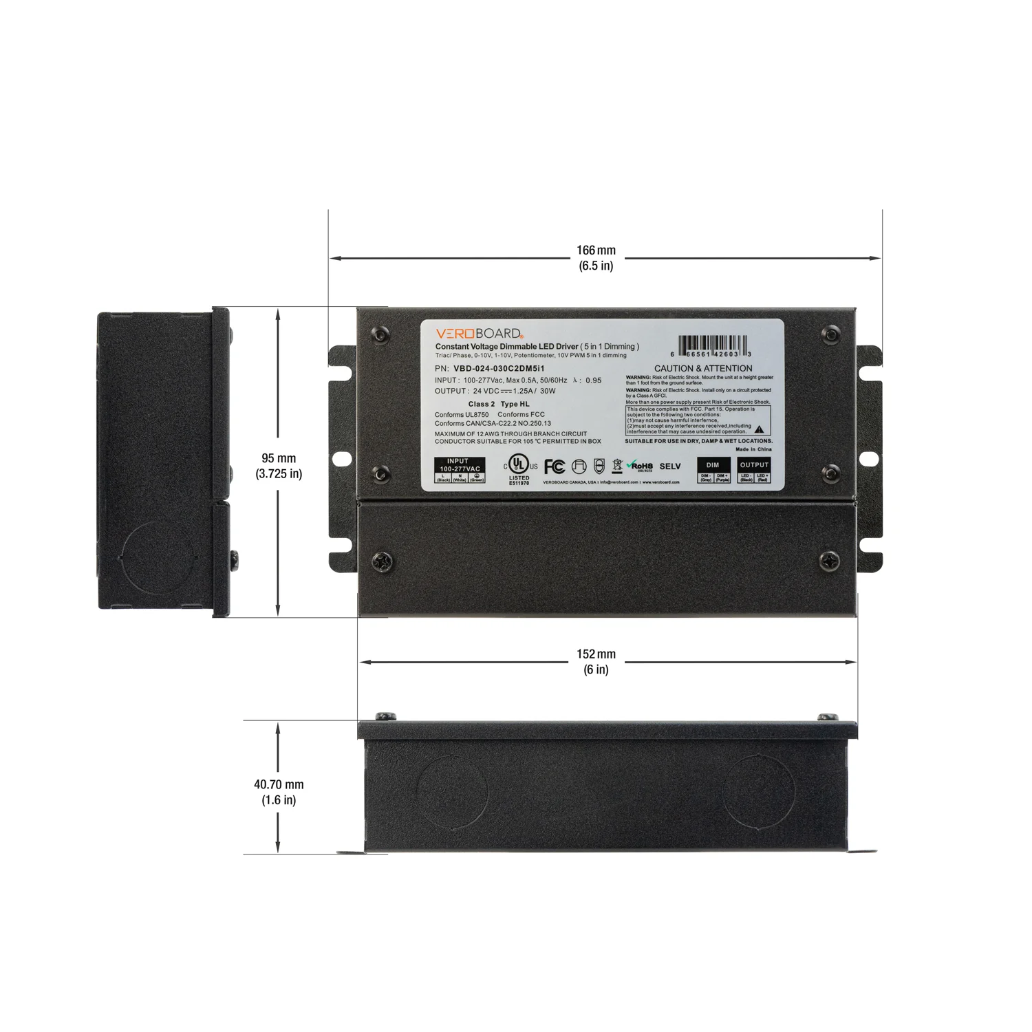5in1 Dimming Triac/Phase/MLV/ELV/0-10V/Potentiometer/10V PWM, LED Driver 24V 30W - Image 4