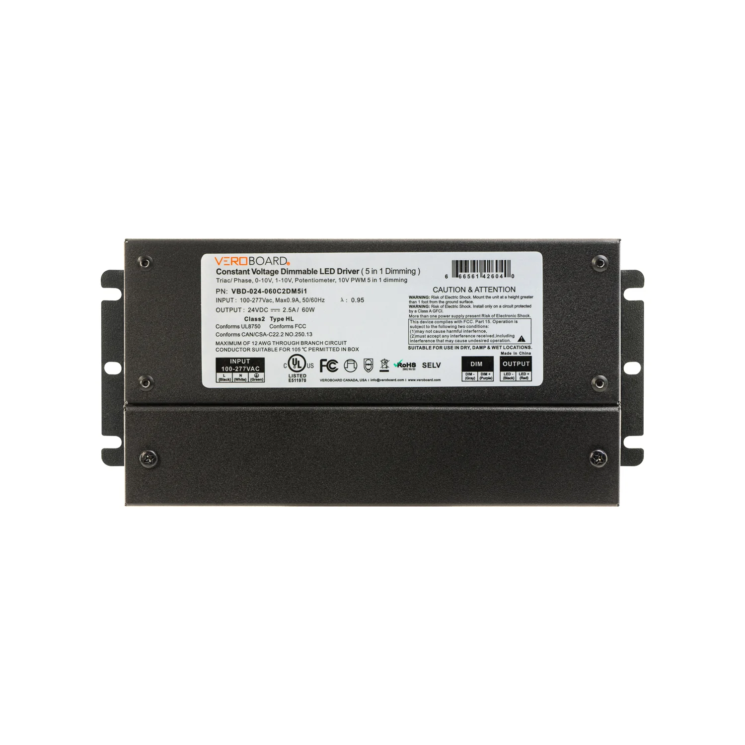 5in1 Dimming Triac/Phase/MLV/ELV/0-10V/Potentiometer/10V PWM LED Driver, 24V 60W - Image 4