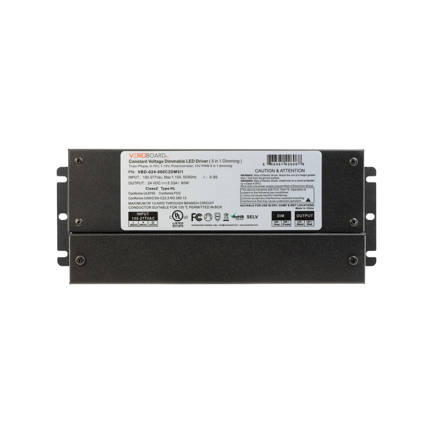 5in1 Dimming Triac/Phase/MLV/ELV/0-10V/Potentiometer/10V PWM LED Driver, 24V 80W - Image 4
