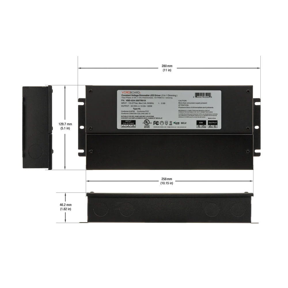 5in1 Dimming Triac/Phase/MLV/ELV/0-10V/Potentiometer/10V PWM, LED Driver 24V 300W - Image 2