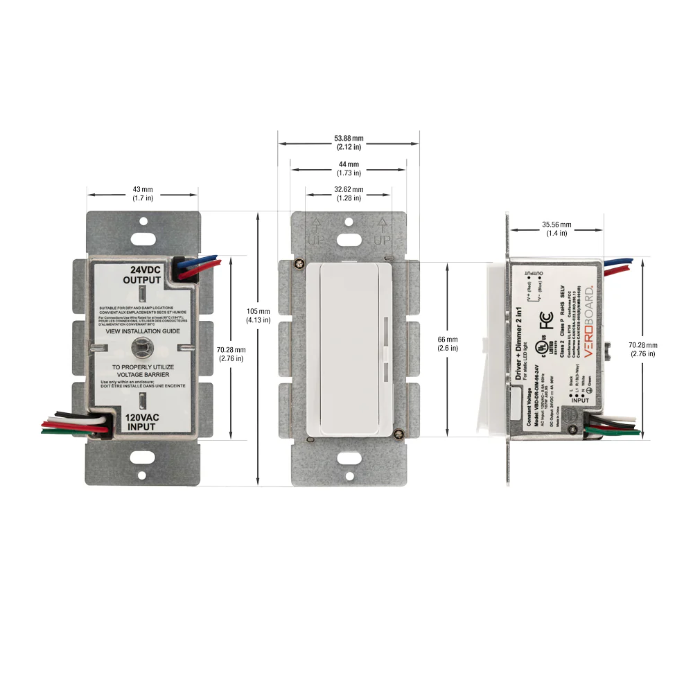 Single Gang Dimmer+Driver 2in1 96W 24V class2. Single pole/ 3Way - Image 2