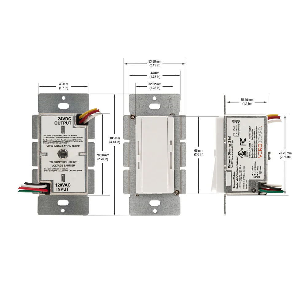 Single Gang CCT Dimmer+Driver Control Hybrid 96W 24V class2. Single pole/ 3Way - Image 2