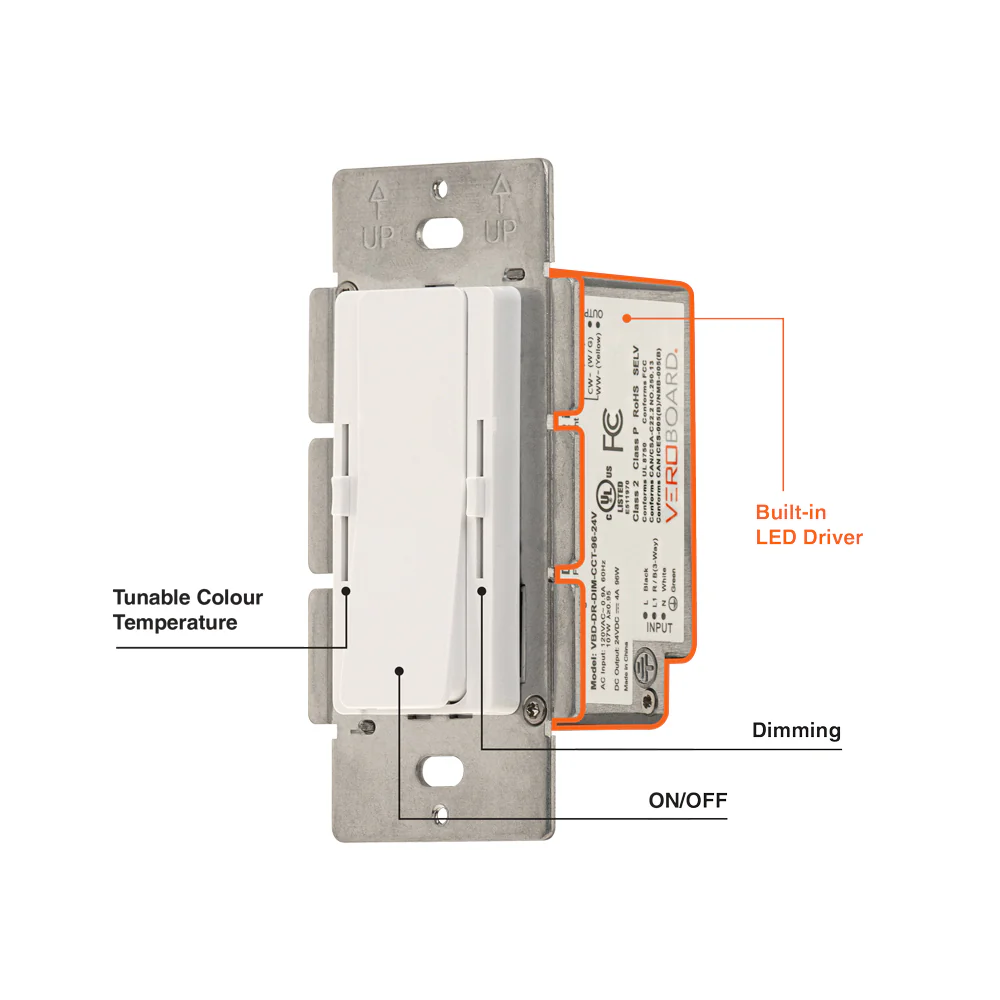 Single Gang CCT Dimmer+Driver Control Hybrid 96W 24V class2. Single pole/ 3Way - Image 5