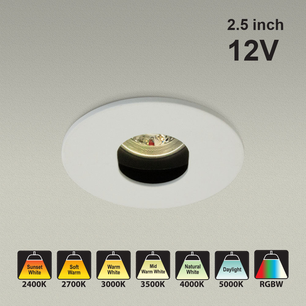 MTR-79W 12V Recessed LED Light Fixture, 2.5 inch White