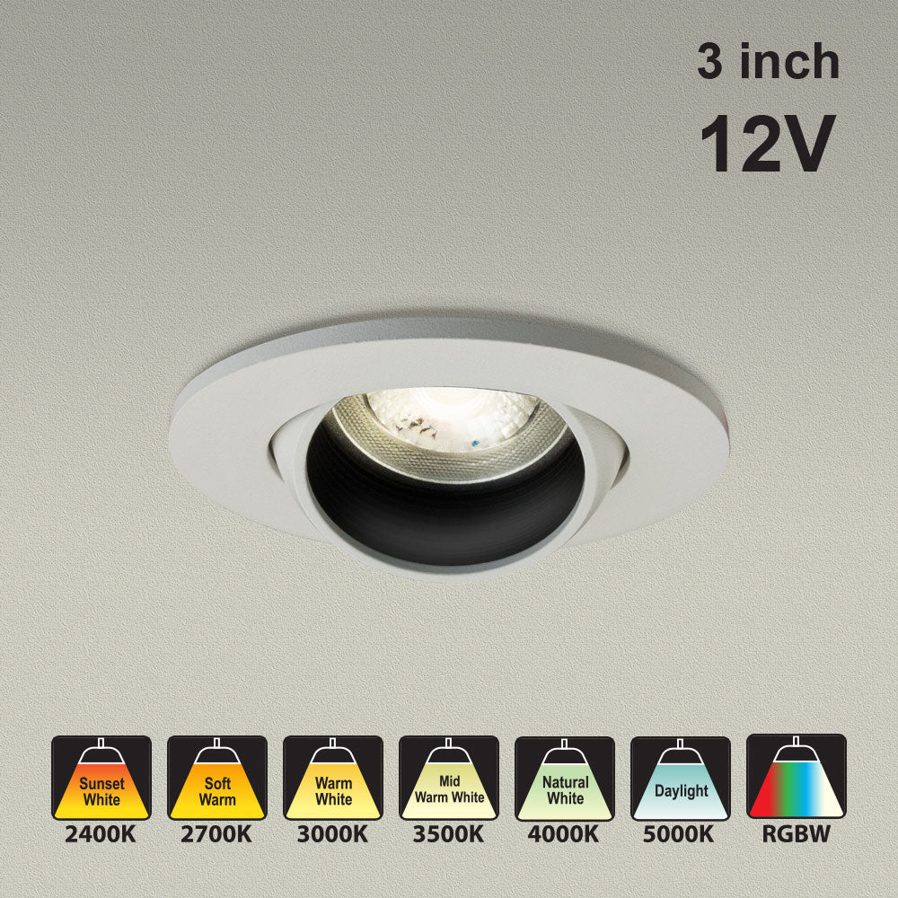 MTR-81W 12V Recessed LED Light Fixture, 3 inch White