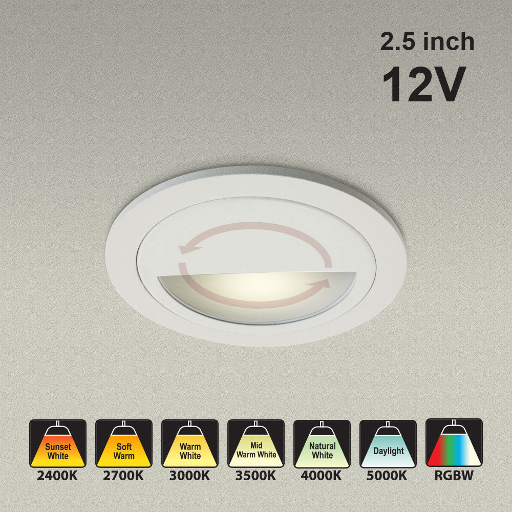 MTR-82W 12V Recessed LED Light Fixture, 2.5 inch White