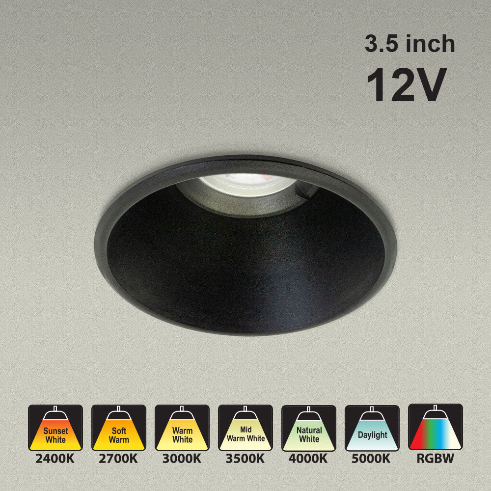 MTR-86B 12V Recessed LED Light Fixture, 3.5 inch Black