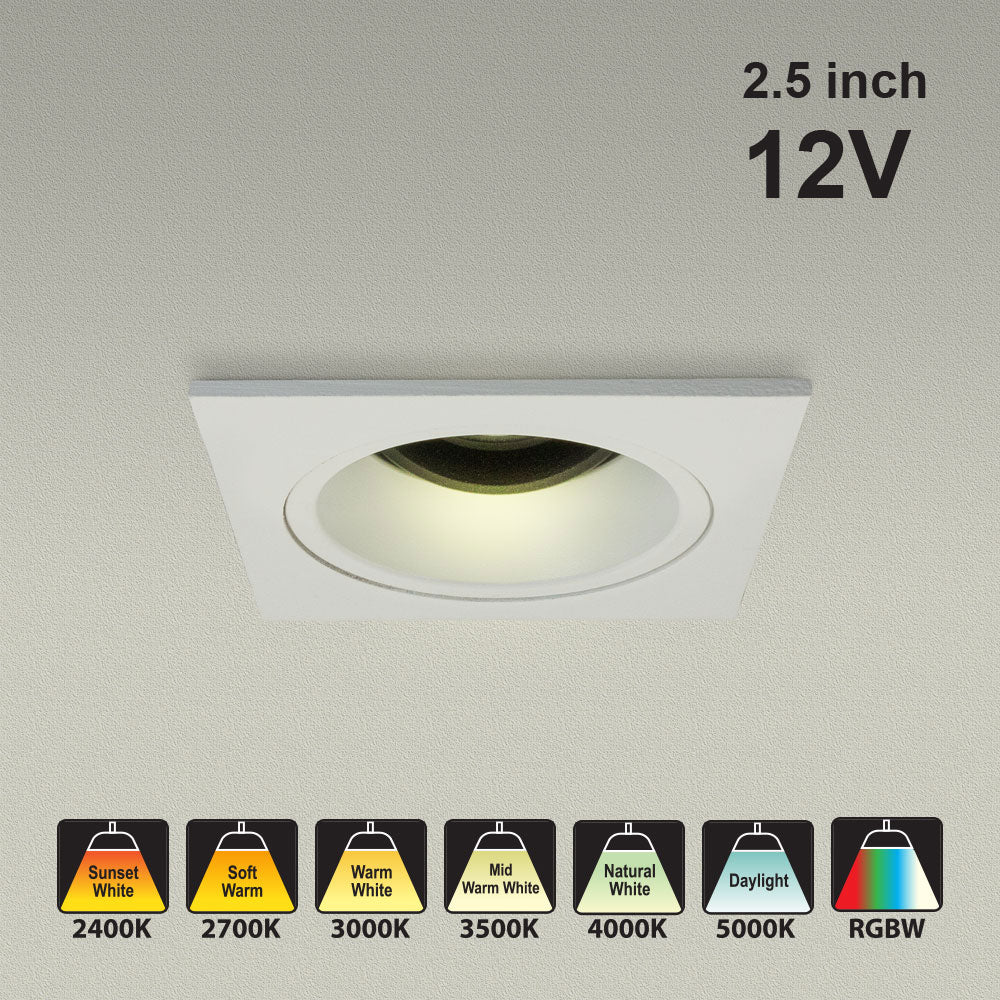 MTR-87W 12V Recessed LED Light Fixture, 2.5 inch White