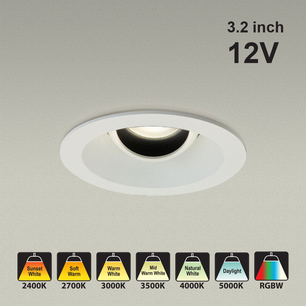 MTR-88W 12V Recessed LED Light Fixture, 3.25 inch White