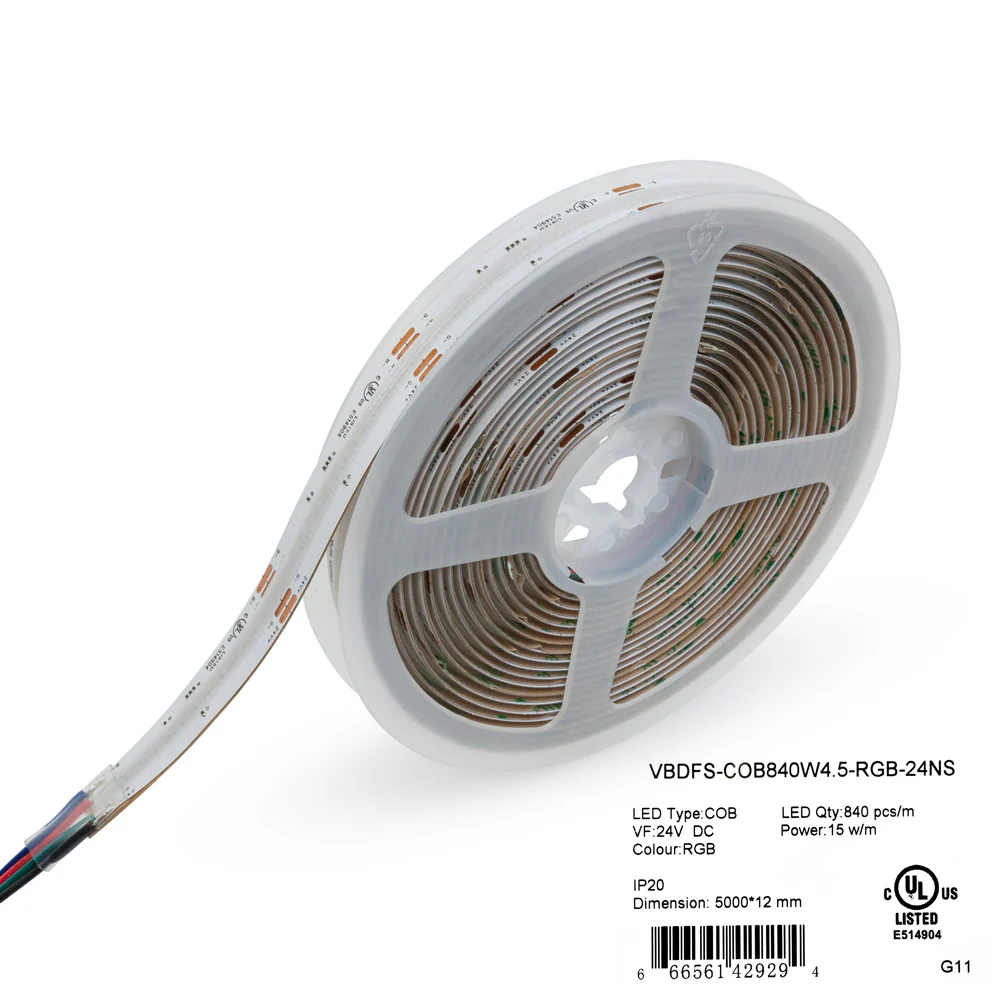 5M(16.4ft) Indoor LED Strip COB, 24V 4.5(w/ft) 840(LEDs/m) RGB - Image 4