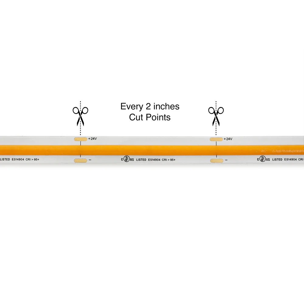 20M(65.6ft) Indoor LED Strip COB, 24V 2.5(w/ft) 177(Lm/ft) 480(LEDs/m) CCT(3K) - Image 2
