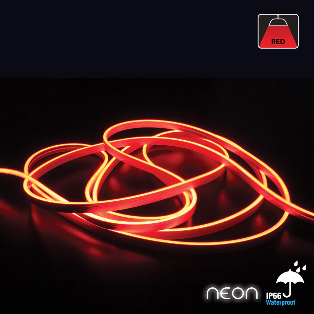 5M(16.4ft) LED Neon light Strip FS-R Neon-4MM-168 LED/m, Red color Dimmable Silicone Waterproof Casing Side Emitting. - Image 3