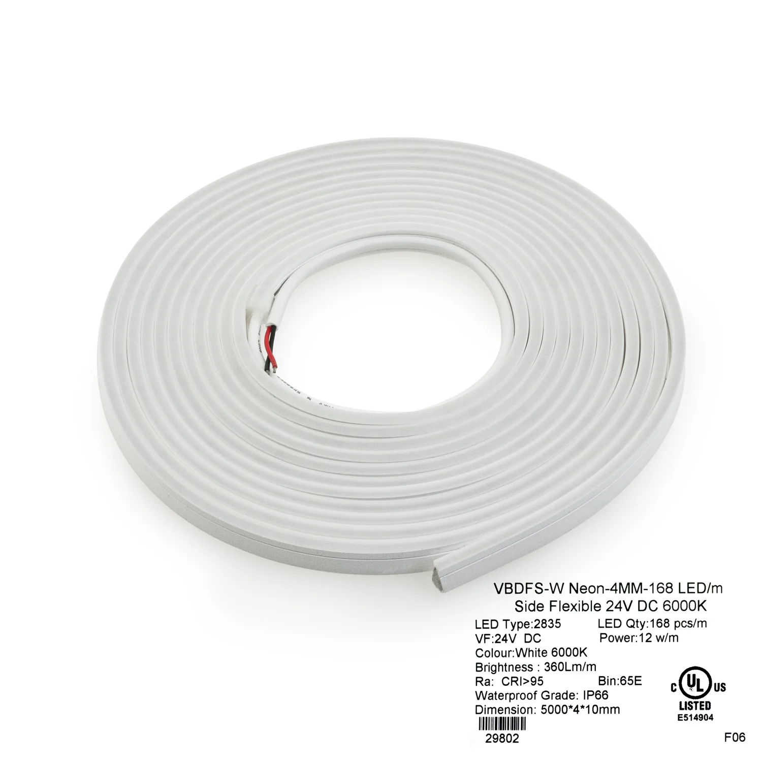 5M(16.4ft) LED Neon light Strip FS-W Neon-4MM-168 LED/m, 6000K Dimmable Silicone Waterproof Casing Side Emitting. - Image 3