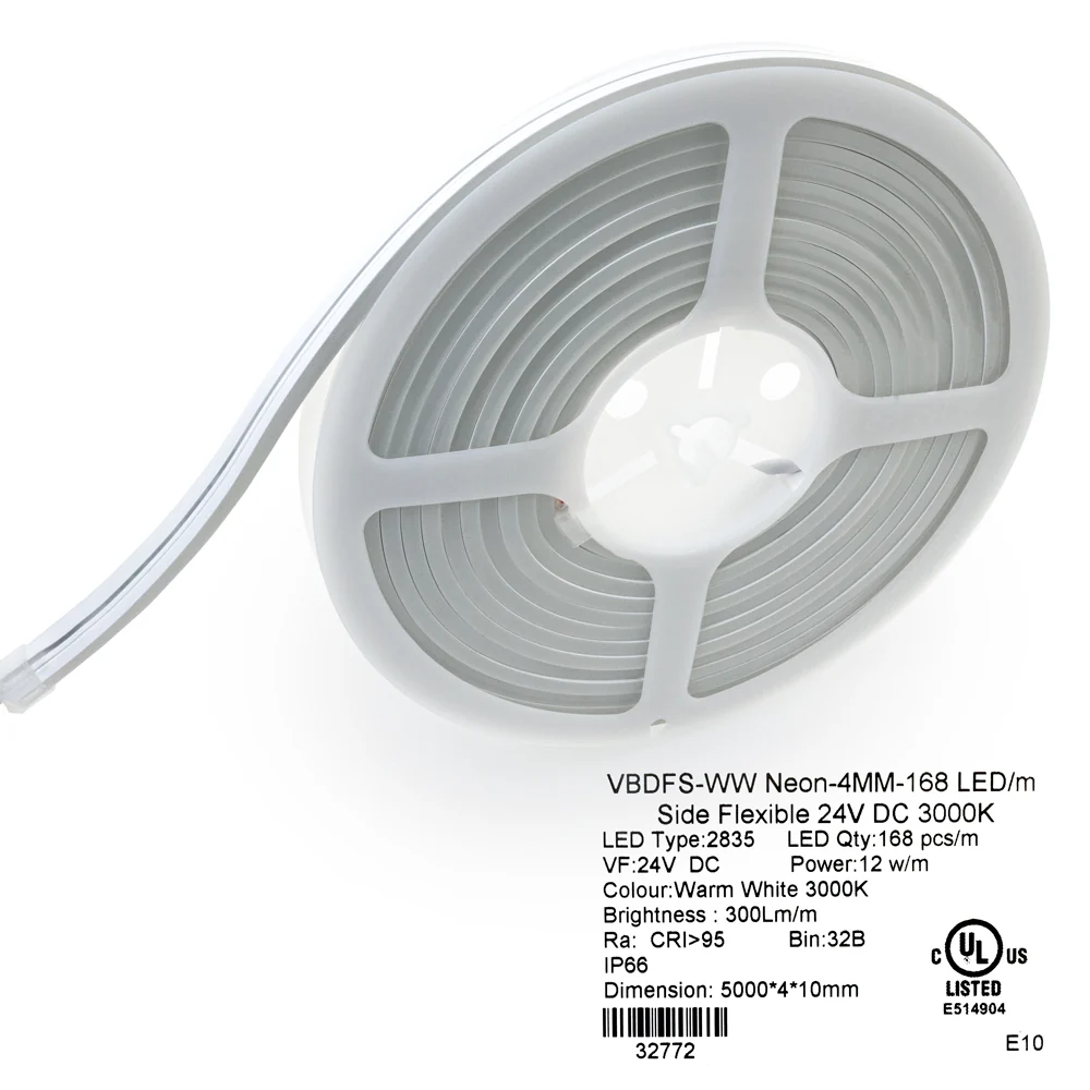 5M(16.4ft) LED Neon light Strip FS-WW Neon-4MM-168 LED/m, 3000K Dimmable Silicone Waterproof Casing Side Emitting. - Image 5