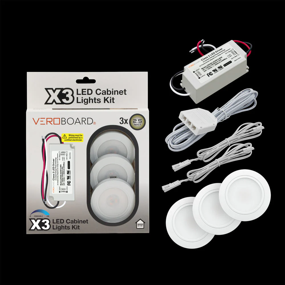 Retrofit Cabinet Light Kit 12V 2.5W 3000K (Pack of 3)
