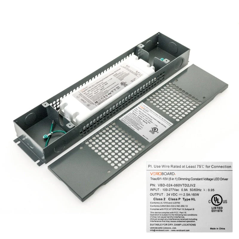 VBD-024-060VTD2JV2 Triac/0-10V Dimmable Constant Voltage LED Driver, 24V 60W 100-277V AC - Image 3