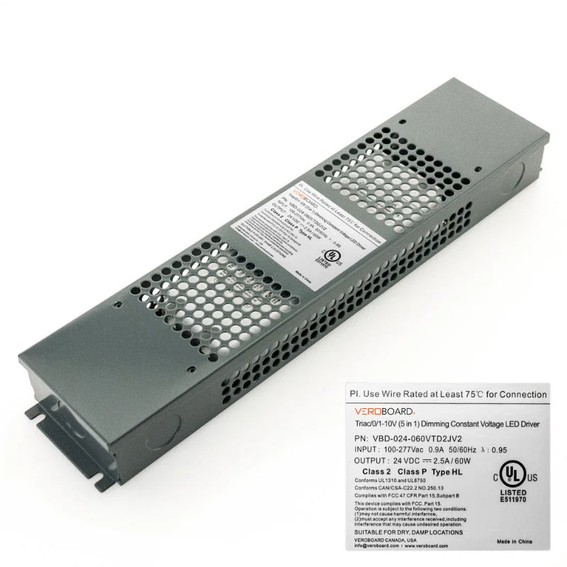 VBD-024-060VTD2JV2 Triac/0-10V Dimmable Constant Voltage LED Driver, 24V 60W 100-277V AC - Image 4
