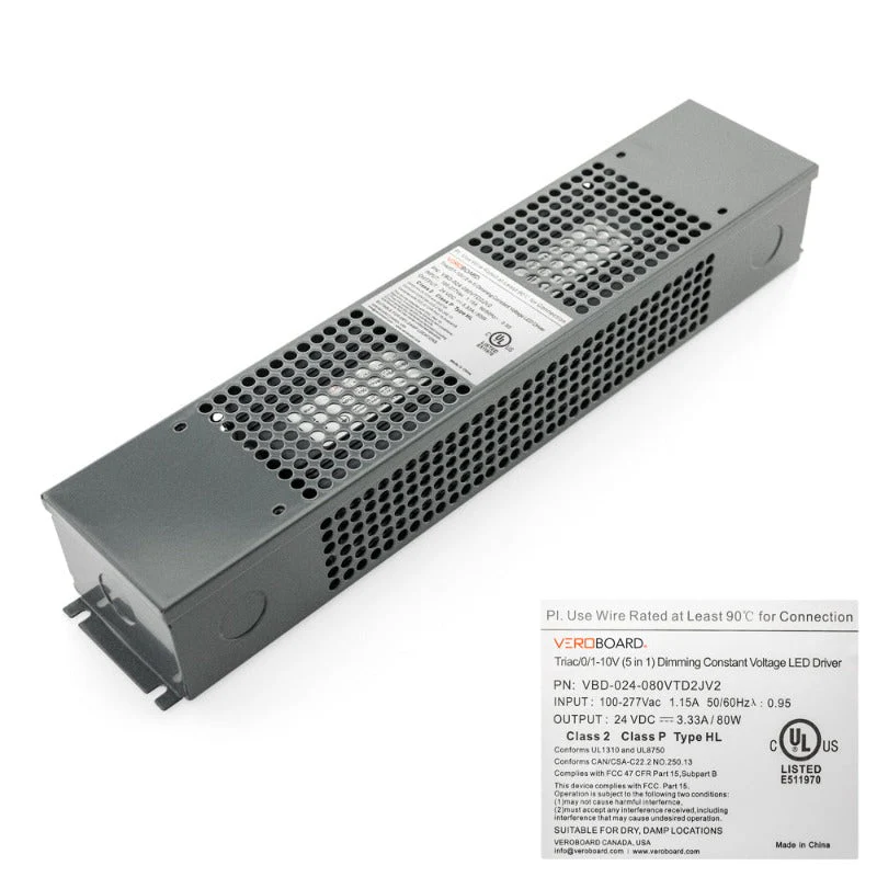 VBD-024-080VTD2JV2 Triac/0-10V Dimmable LED Driver, 24V 80W 100-277V AC - Image 3