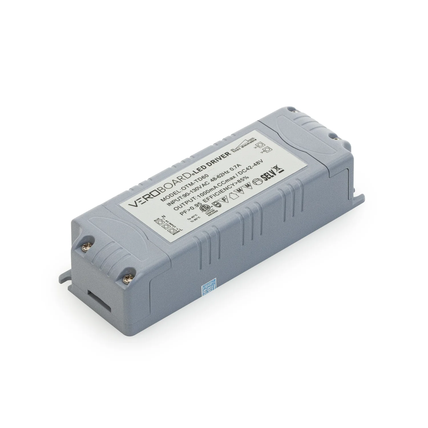 OTM-TD60-1000 Constant Current Triac Dimming LED Driver, 1000mA 42-48VDC - Image 3