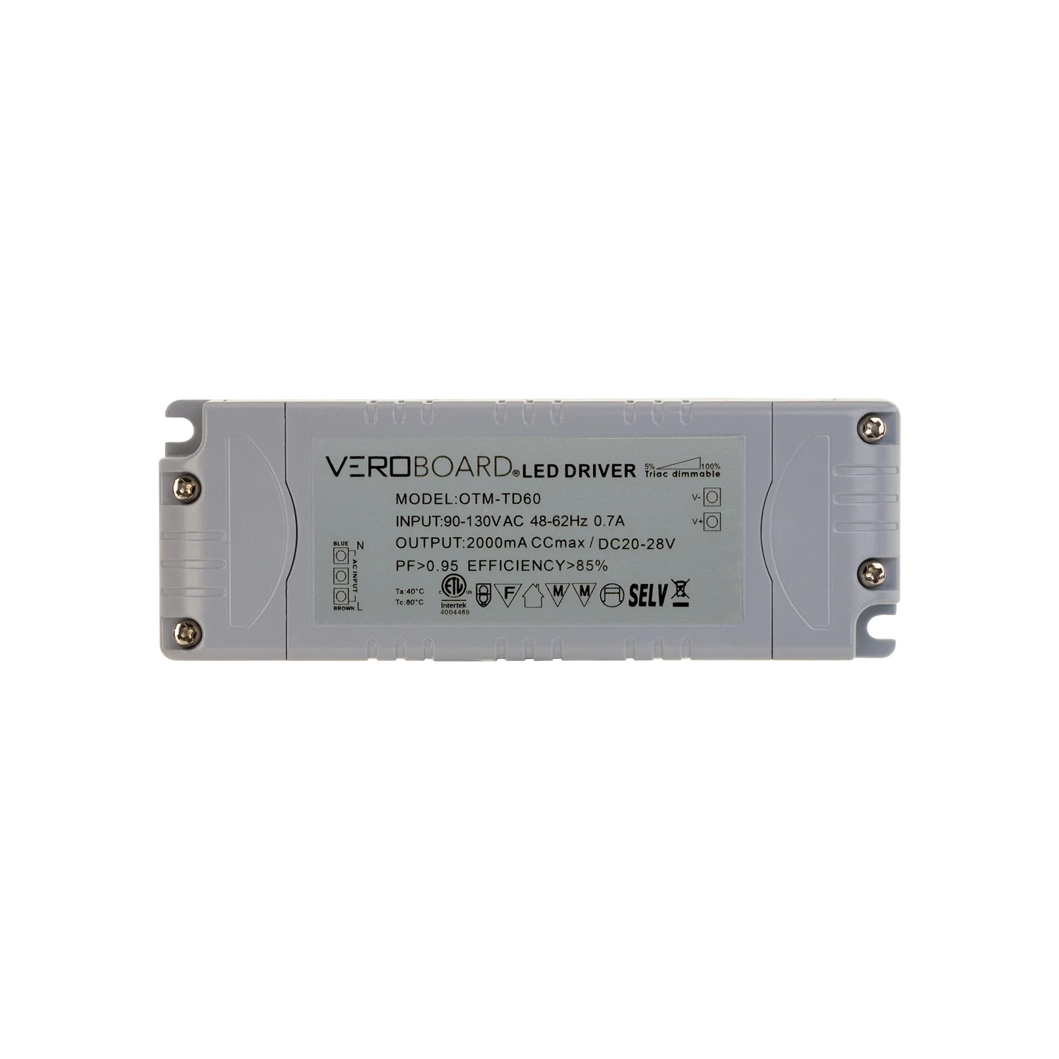 OTM-TD60-2000 Constant Current Triac Dimming LED Driver, 2000mA 20-28VDC - Image 4
