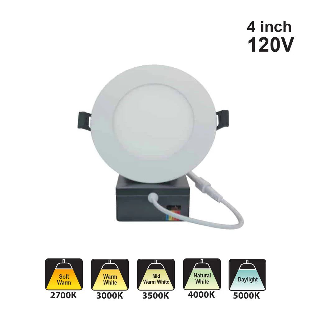 Votatec 4″ Slim Round Panel – 5 Way CCT Adjustable VO-RP4W9-120-D-5WAY 120V 9W CCT(2.7K, 3K, 3.5K, 4K, 5K)