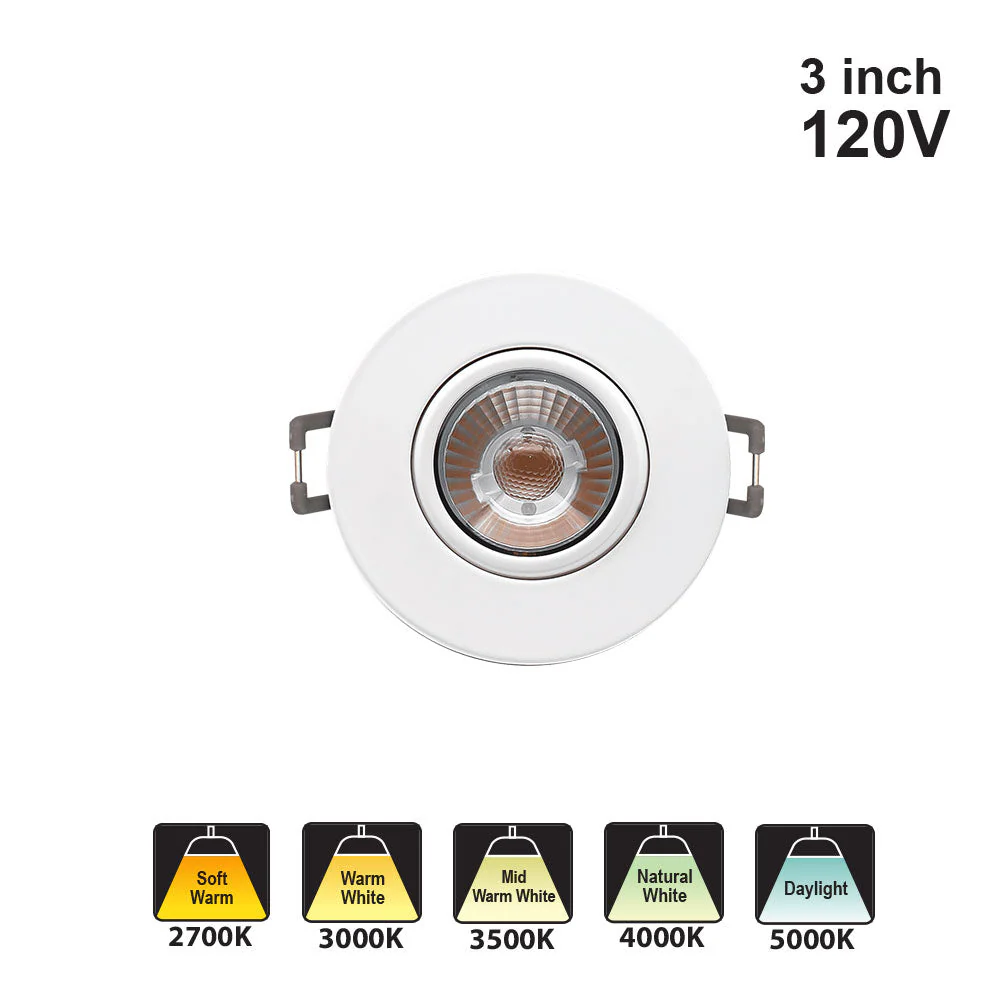 Votatec 3″ Eyeball – 5CCT Adjustable VO-GRP3W8-120-D-5WAY 120V 8W CCT(2.7K, 3K, 3.5K 4K, 5K)
