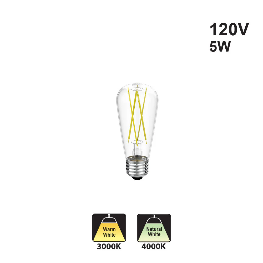 Votatec ST17 Filament LED VO-FST17W5-26, 120V 5W CCT(3K, 4K)