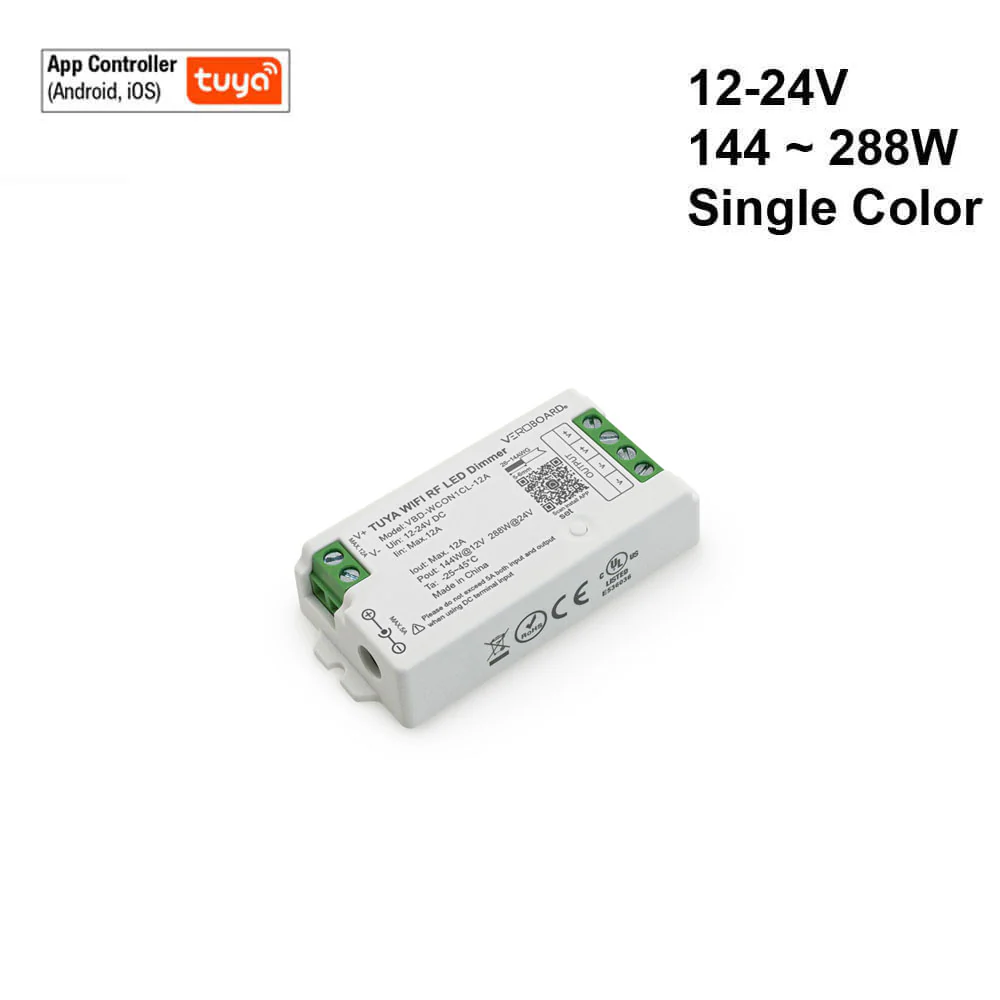 WCON1CL-12A-Dimmer RF LED Light Dimmer Receiver 12-24V DC 2.4G Tuya App