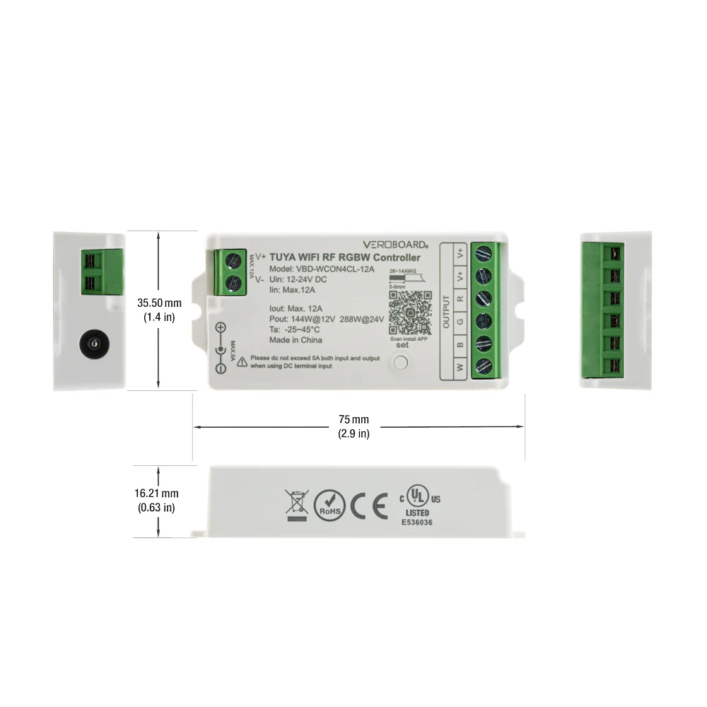 WCON4CL-12A-RGBW RF LED Light RGBW Receiver 2.4G Tuya App - Image 2