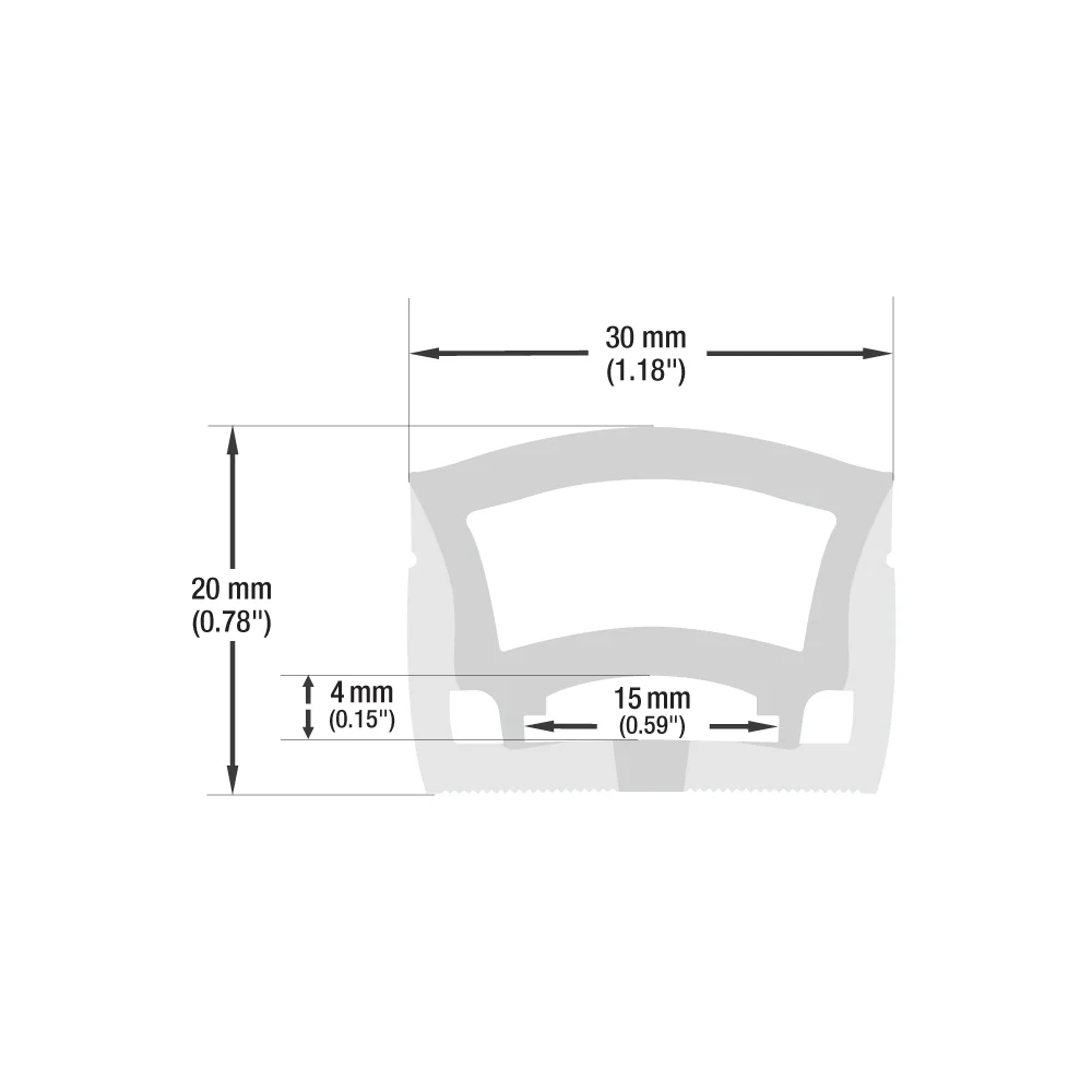 White Silicone Flexible LED Neon channel N3020-SF-W, per foot(30.5cm) SURFACE Mount - Image 2
