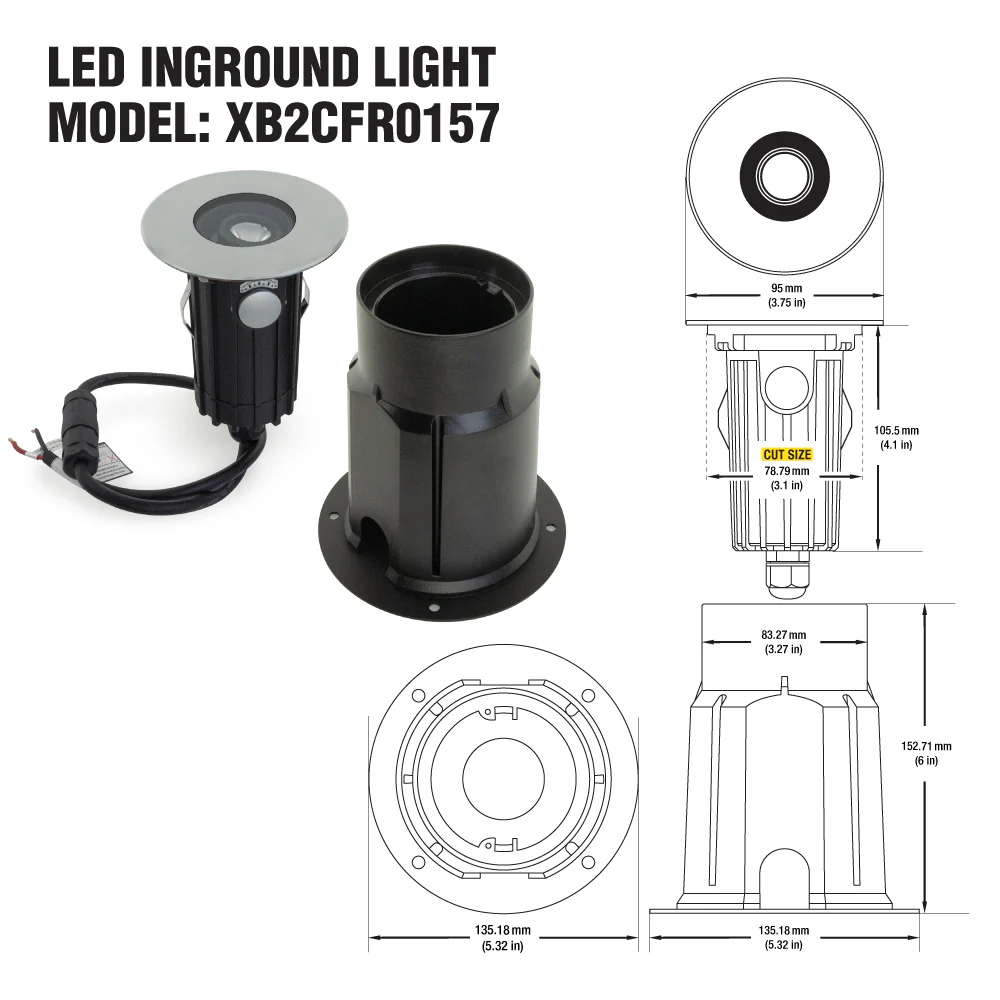 XB2CFR0157 Round Adjustable Beam Direction Up light, 24V 2.6W 3000K(Warm White) - Image 2