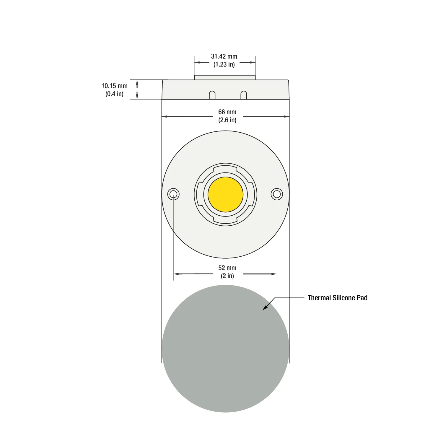CBHT-42-36185-120V-27 COB Paragon LED Module with GPDH66185AC LED Holder, 120V 12W 2700K - Image 2